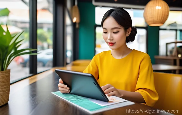 디지털 정체성의 국제적 사례 - **Prompt:** "A Vietnamese young professional, in smart casual attire, sits comfortably at a modern c...