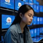 Home 15 미래의 디지털 정체성 패러다임 - **Prompt:** "A young Vietnamese woman, dressed in modern, modest casual attire, sits pensively in a ...